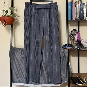 a new day women’s Plaid dress  Pants with Tie Belt